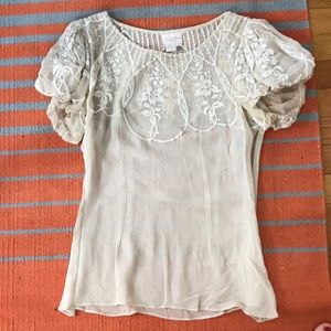 Tracy Reese silk chiffon embroidered blouse